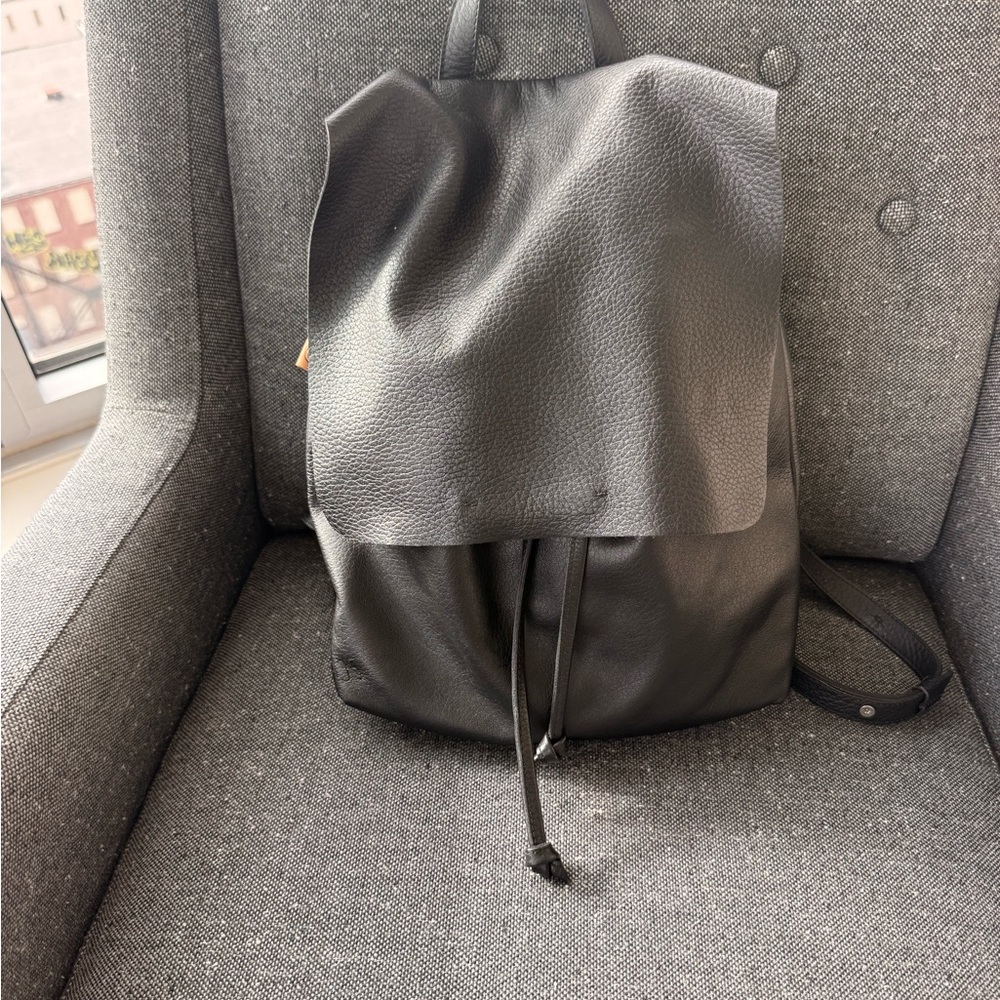 Elegant Black Leather Backpack